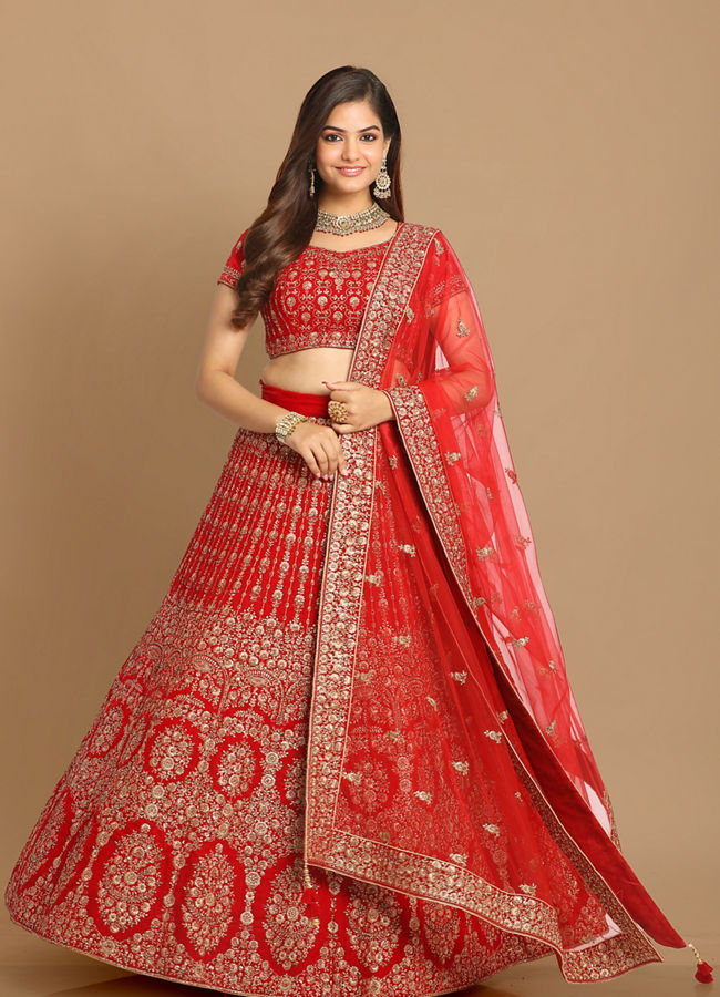 Red lehenga online store shopping